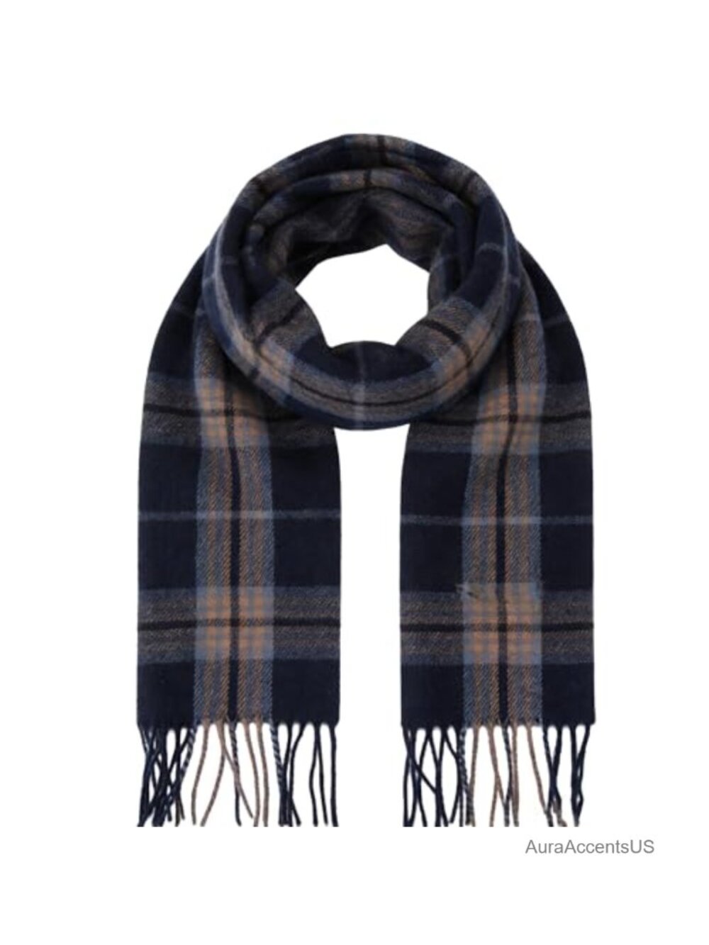 Tartan Plaid Winter Scarf Unisex Warm Fleece Neck Wrap Tassel
